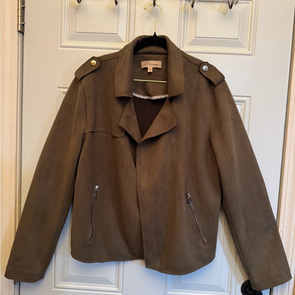 Philosophy Utility Jacket Green Notched Lapel Epaulettes